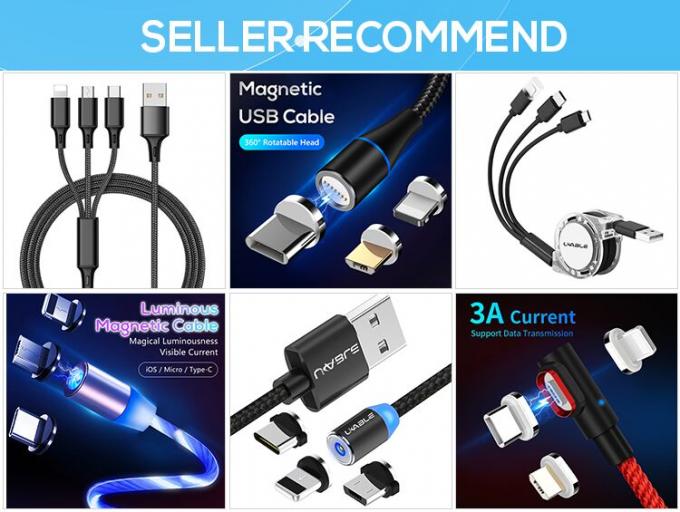 Cable magnético 3 del conector USB micro USB de Hotsale USB-C 8pin Android en 1